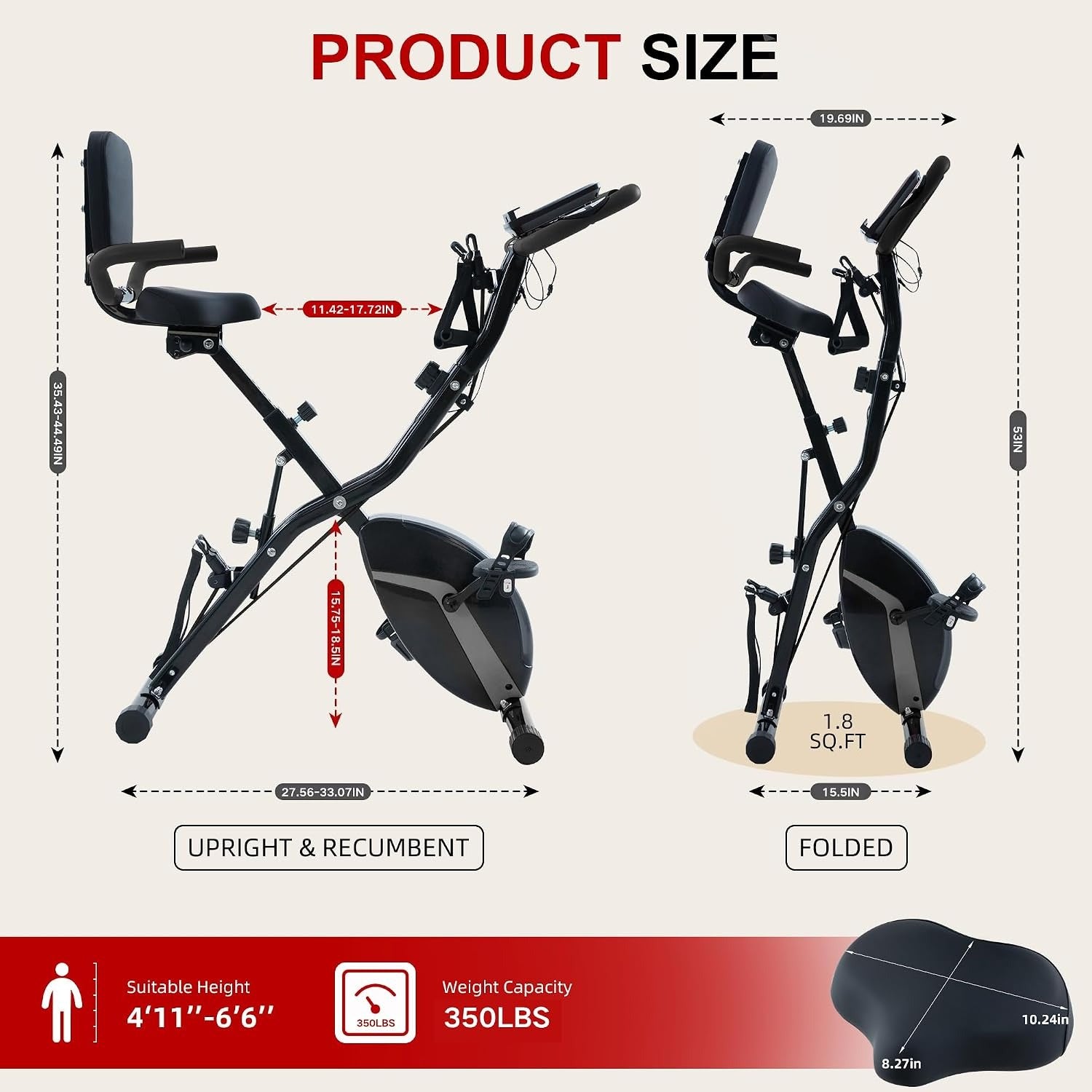 Foldable 5‑in‑1 Magnetic Exercise Bike