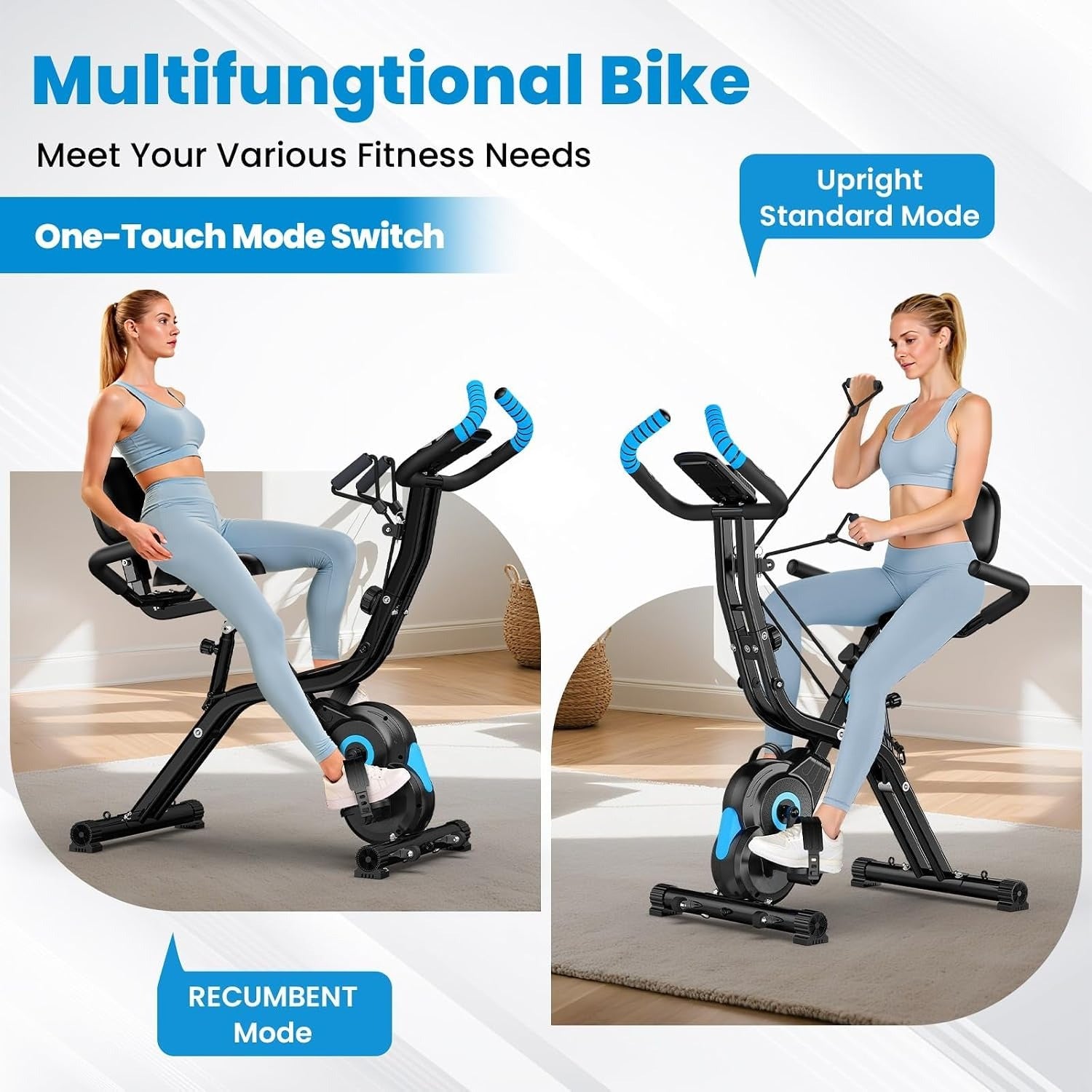 Foldable 8‑Level Magnetic Stationary Bike