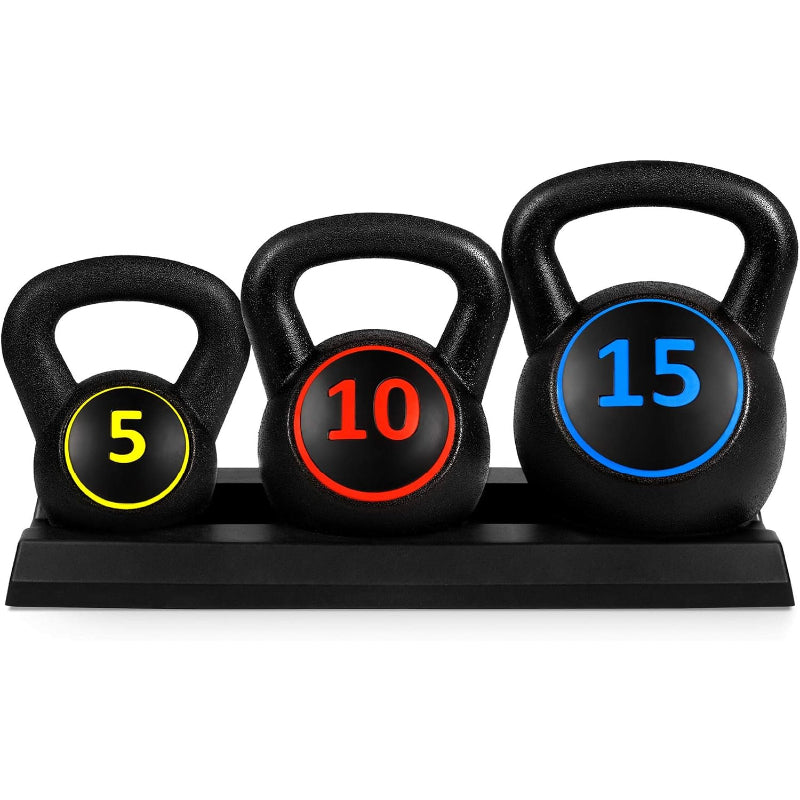 3‑Piece Kettlebell Set with Storage Rack