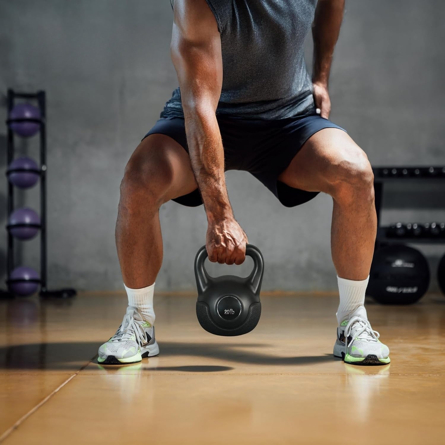 Vinyl‑Coated Cement Kettlebell Set