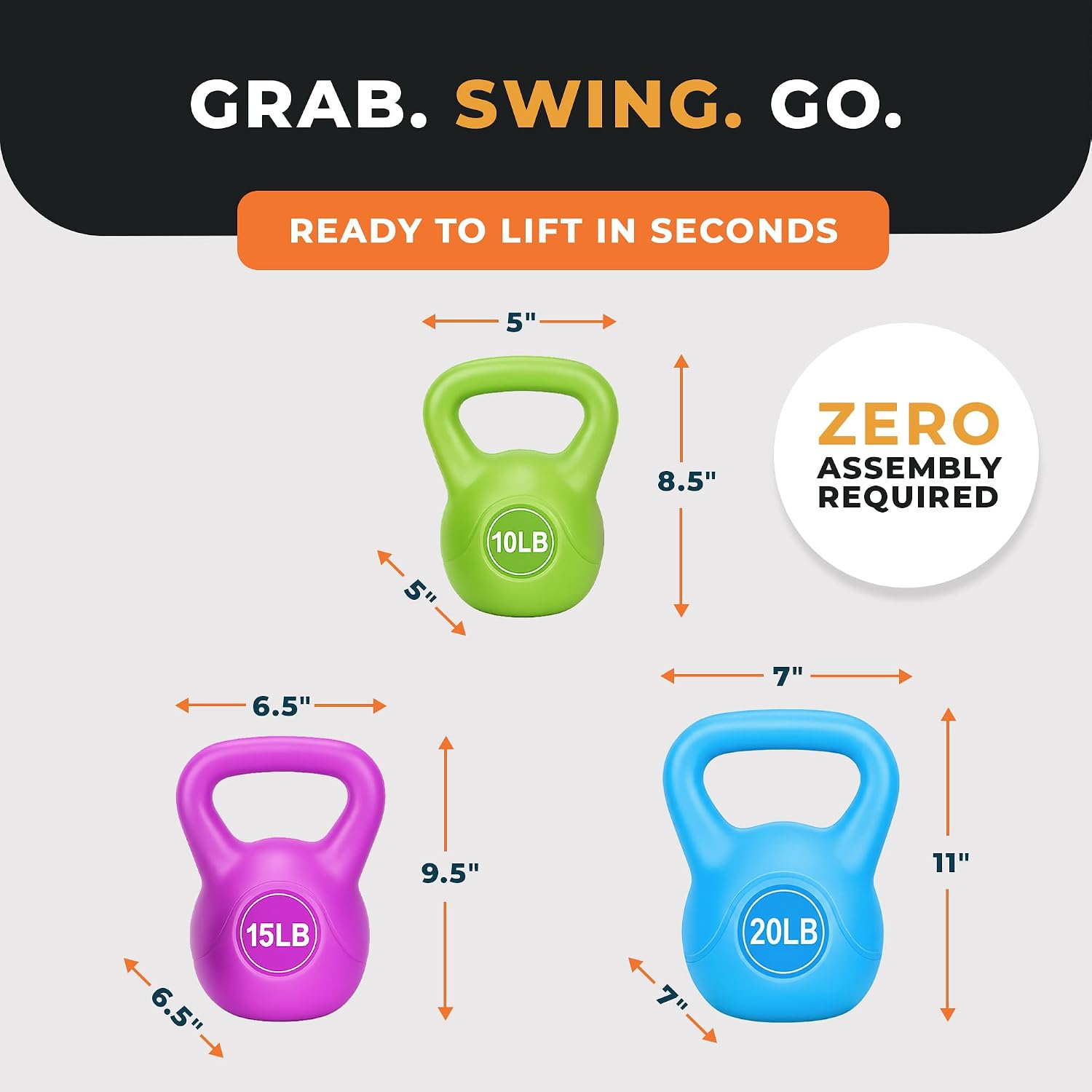Vinyl Cement‑Filled Kettlebell Set