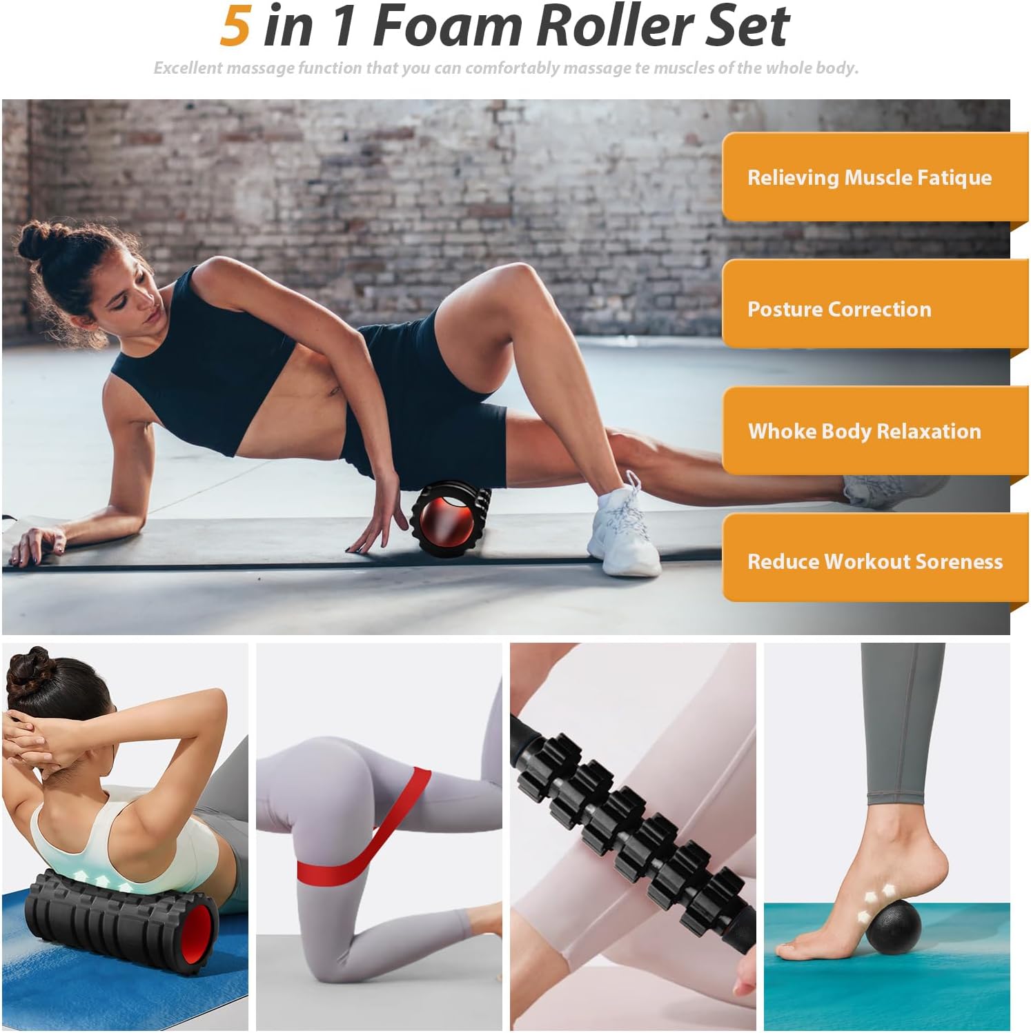 5‑in‑1 Trigger‑Point Foam Roller Set