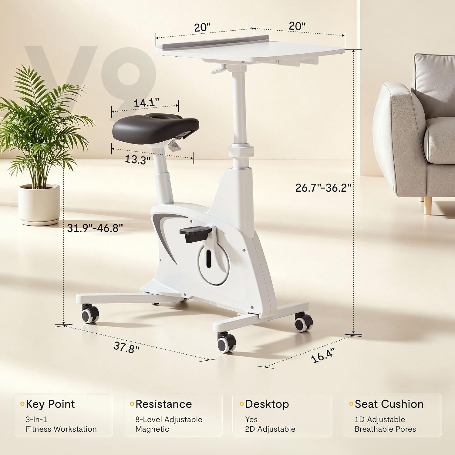 Stationary Exercise Bike with Removable Desktop