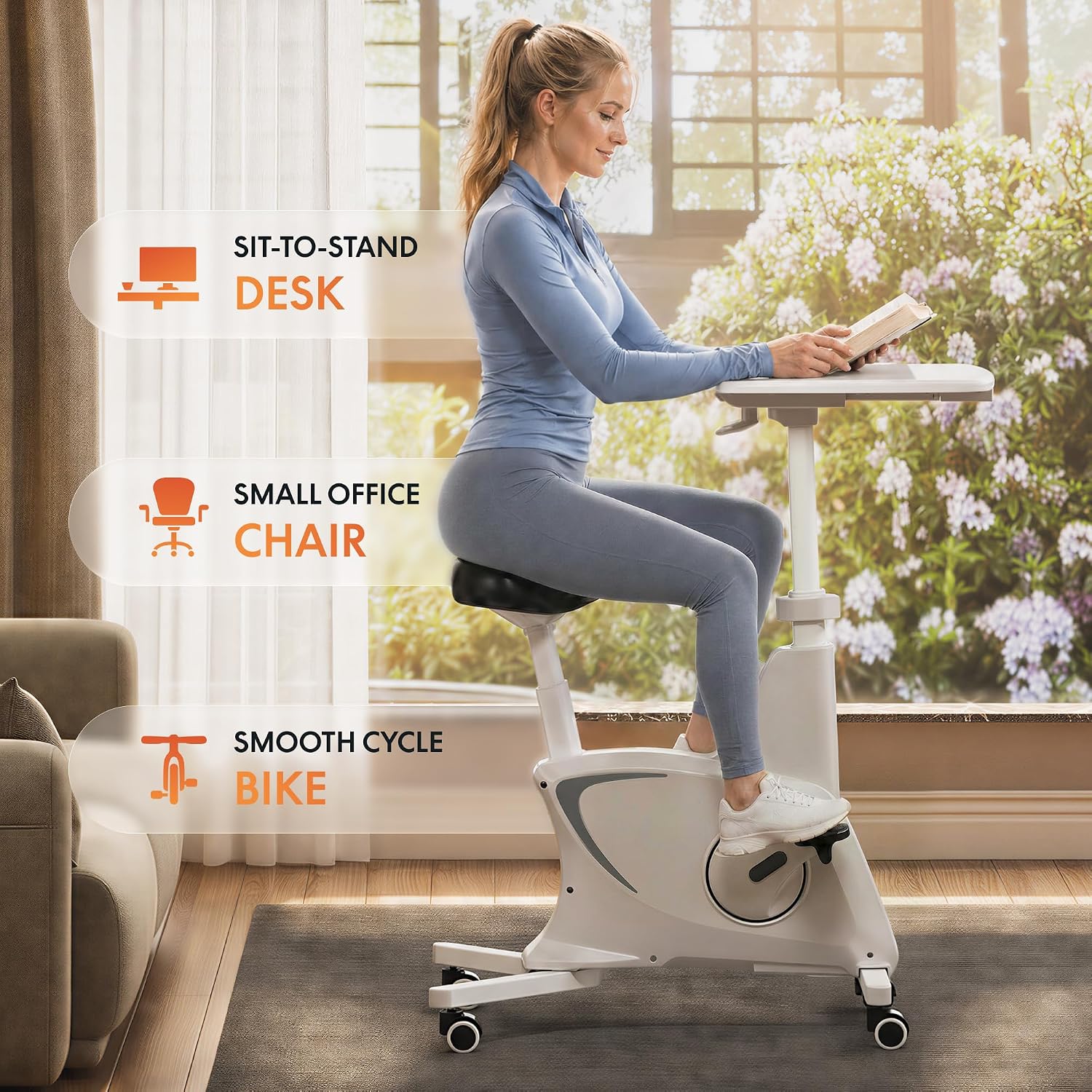 Stationary Exercise Bike with Removable Desktop