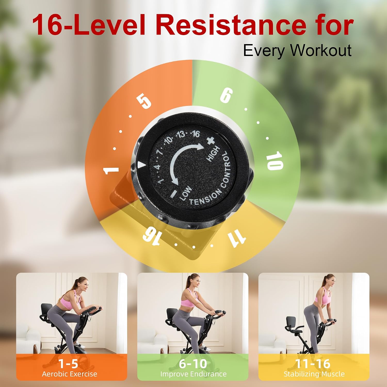 Foldable 5‑in‑1 Magnetic Exercise Bike