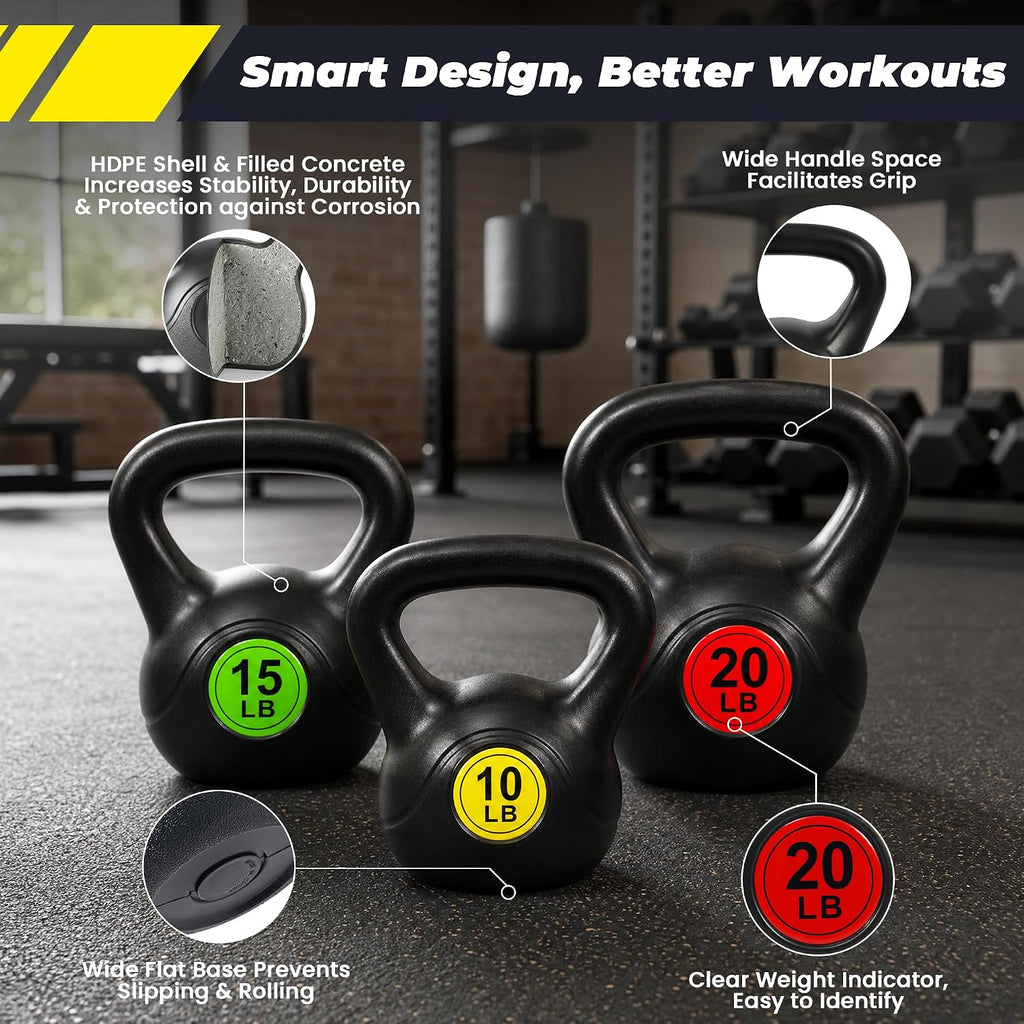 Wide‑Grip Black Kettlebell Set