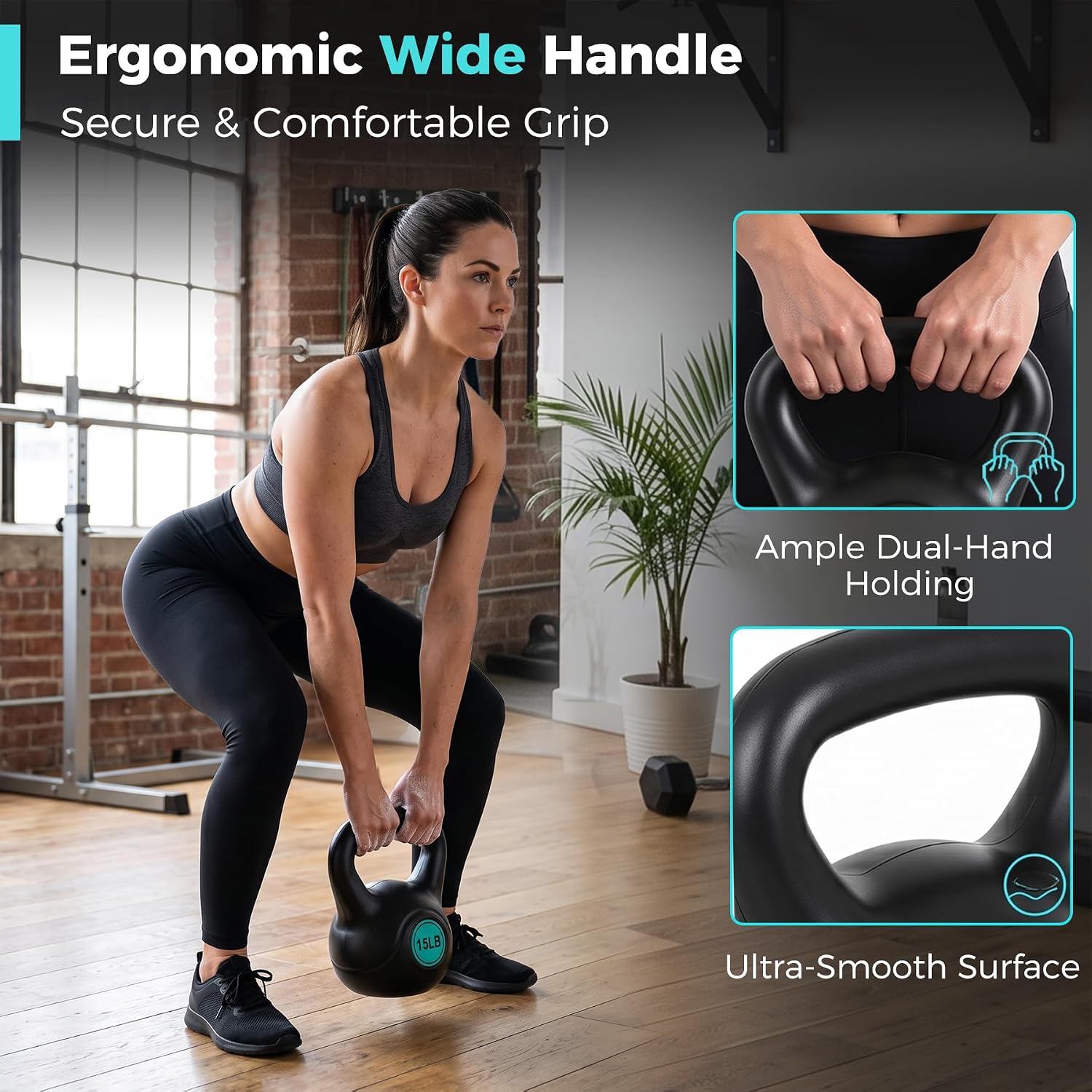 Wide‑Grip Flat‑Base Kettlebell Set