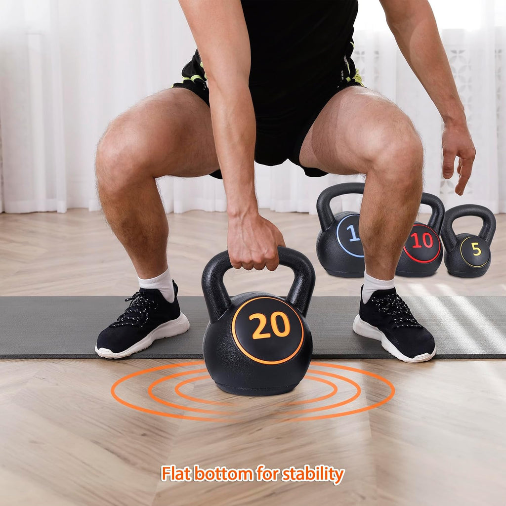 HDPE‑Coated Wide‑Grip Kettlebell Set
