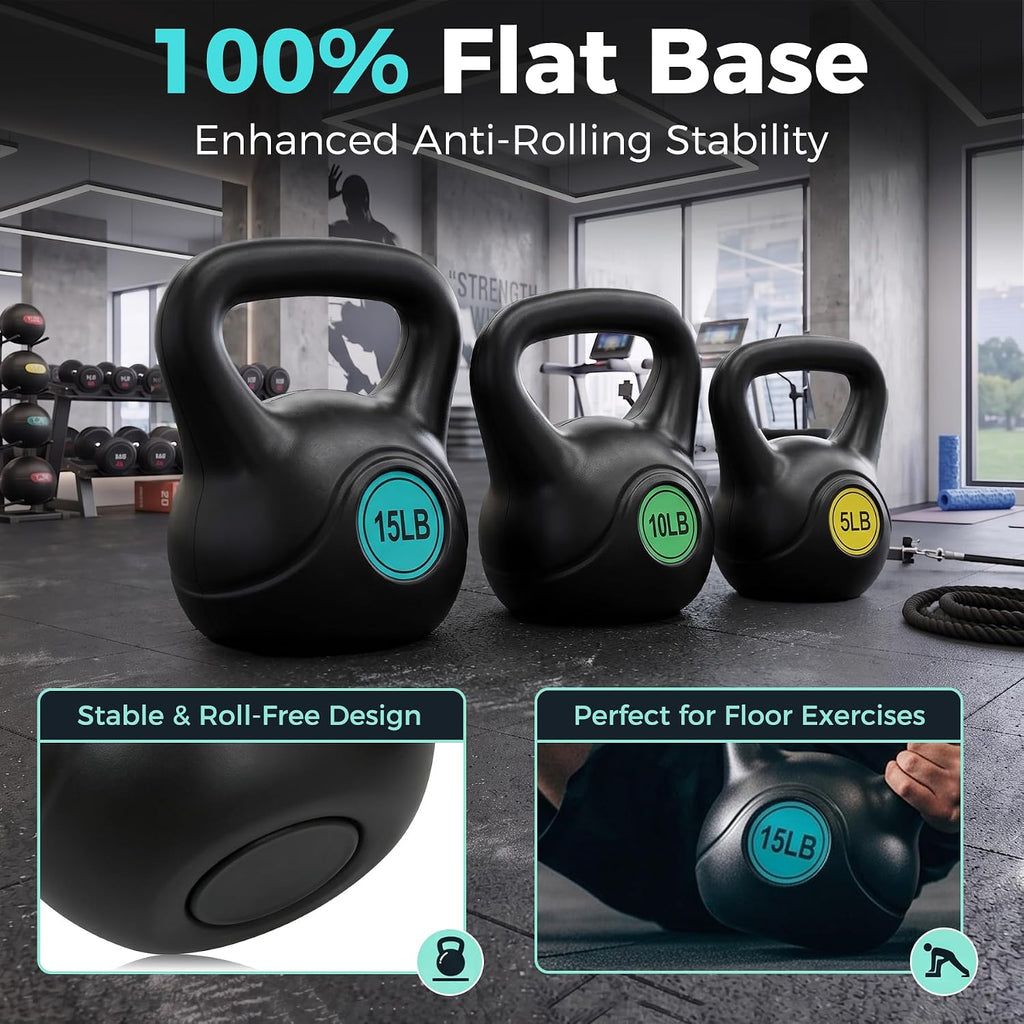 Wide‑Grip Flat‑Base Kettlebell Set