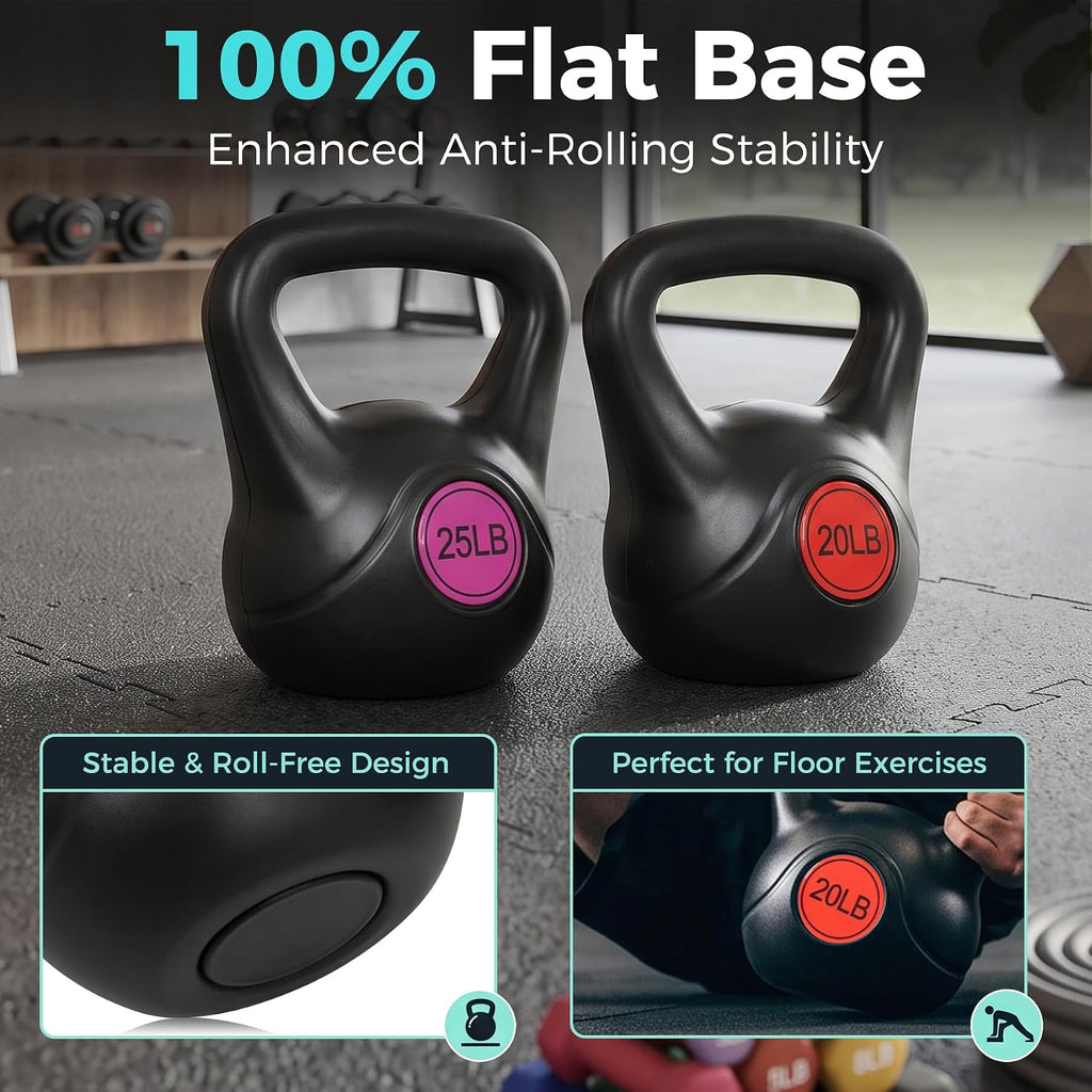 Wide‑Grip Flat‑Base Kettlebell Set