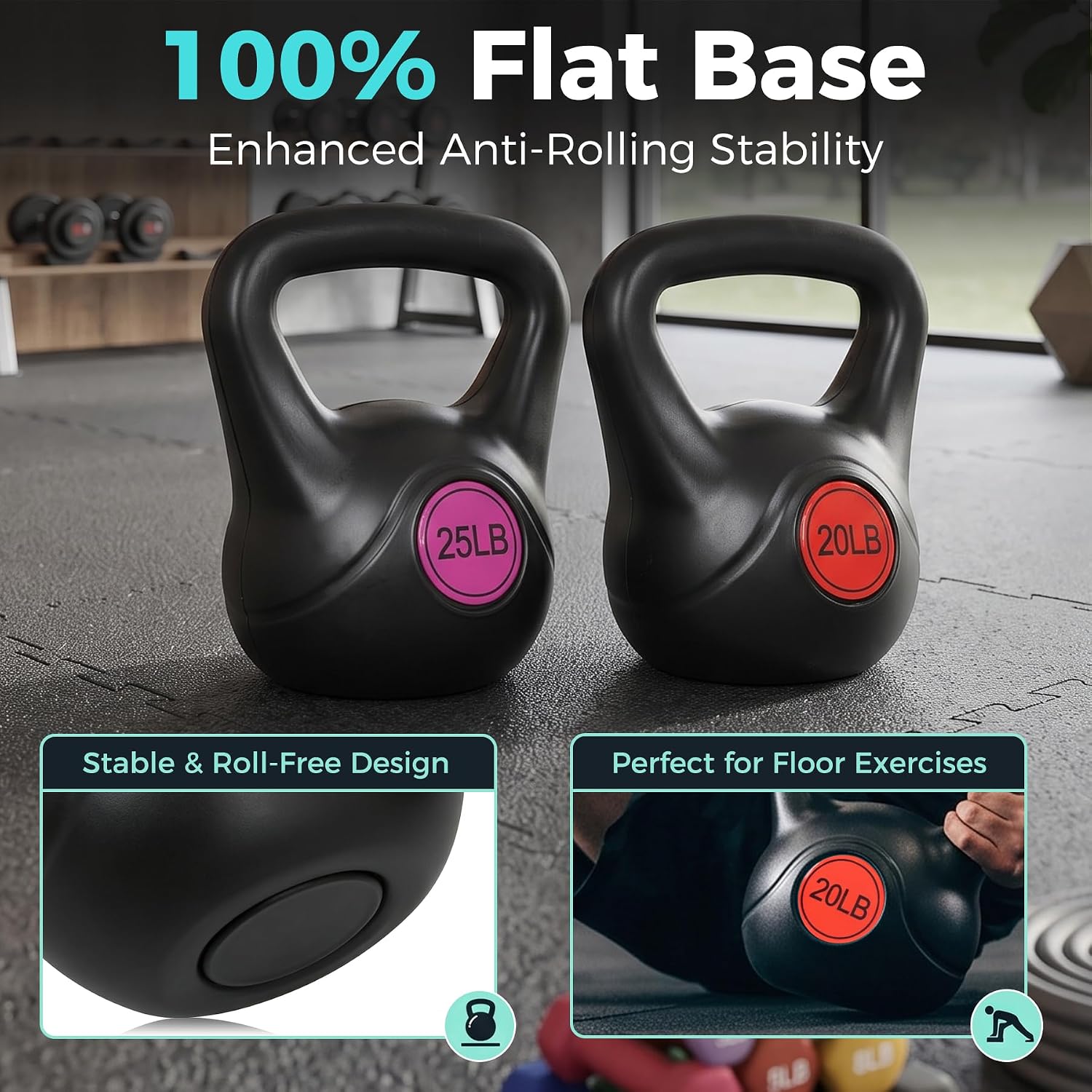 Wide‑Grip Flat‑Base Kettlebell Set
