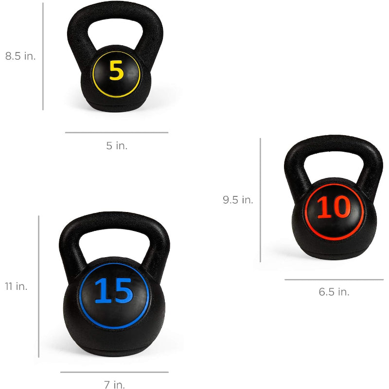 3‑Piece Kettlebell Set with Storage Rack