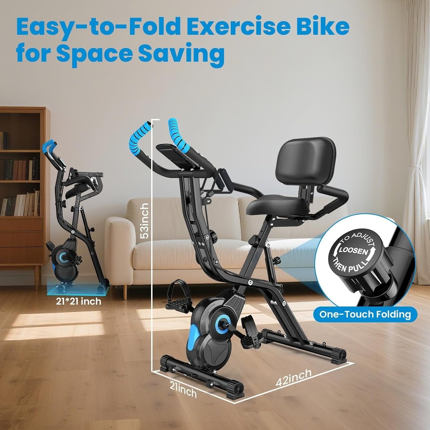 Foldable 8‑Level Magnetic Stationary Bike