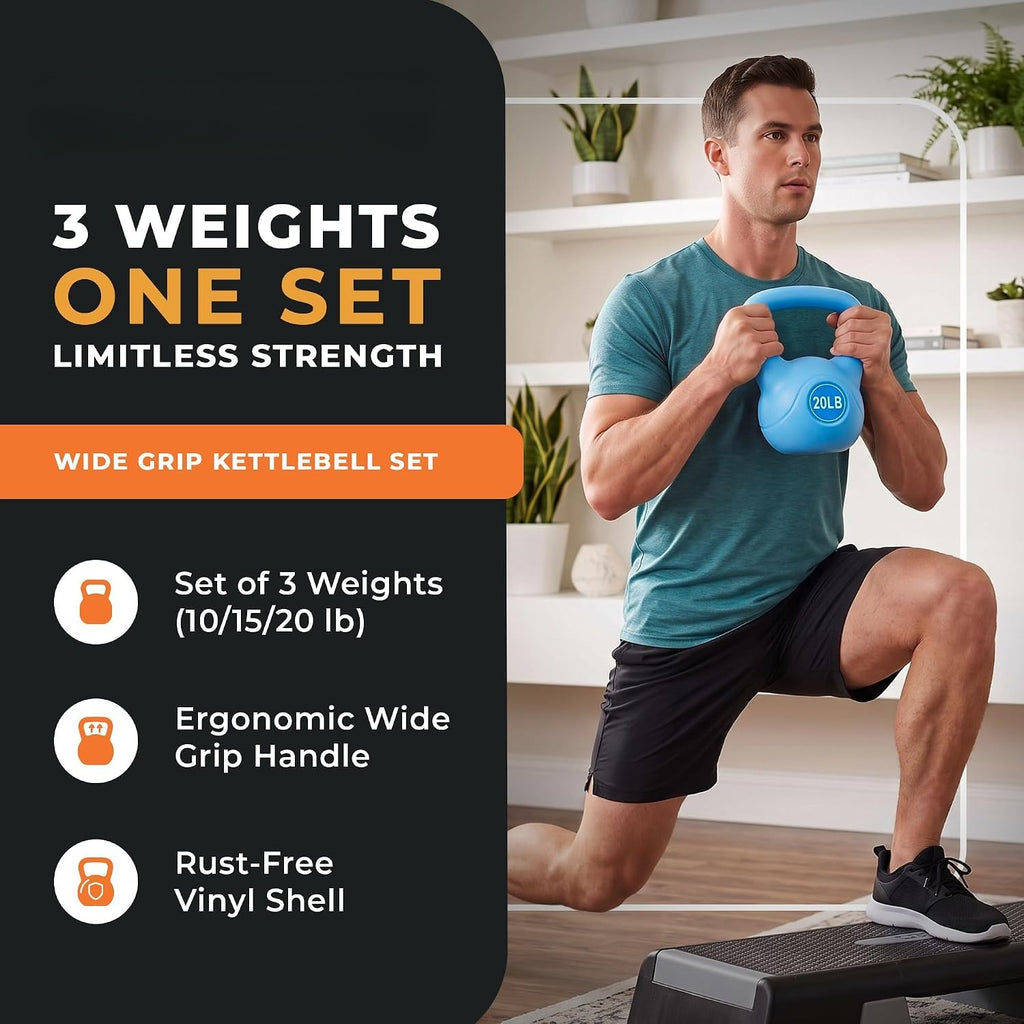 Vinyl Cement‑Filled Kettlebell Set