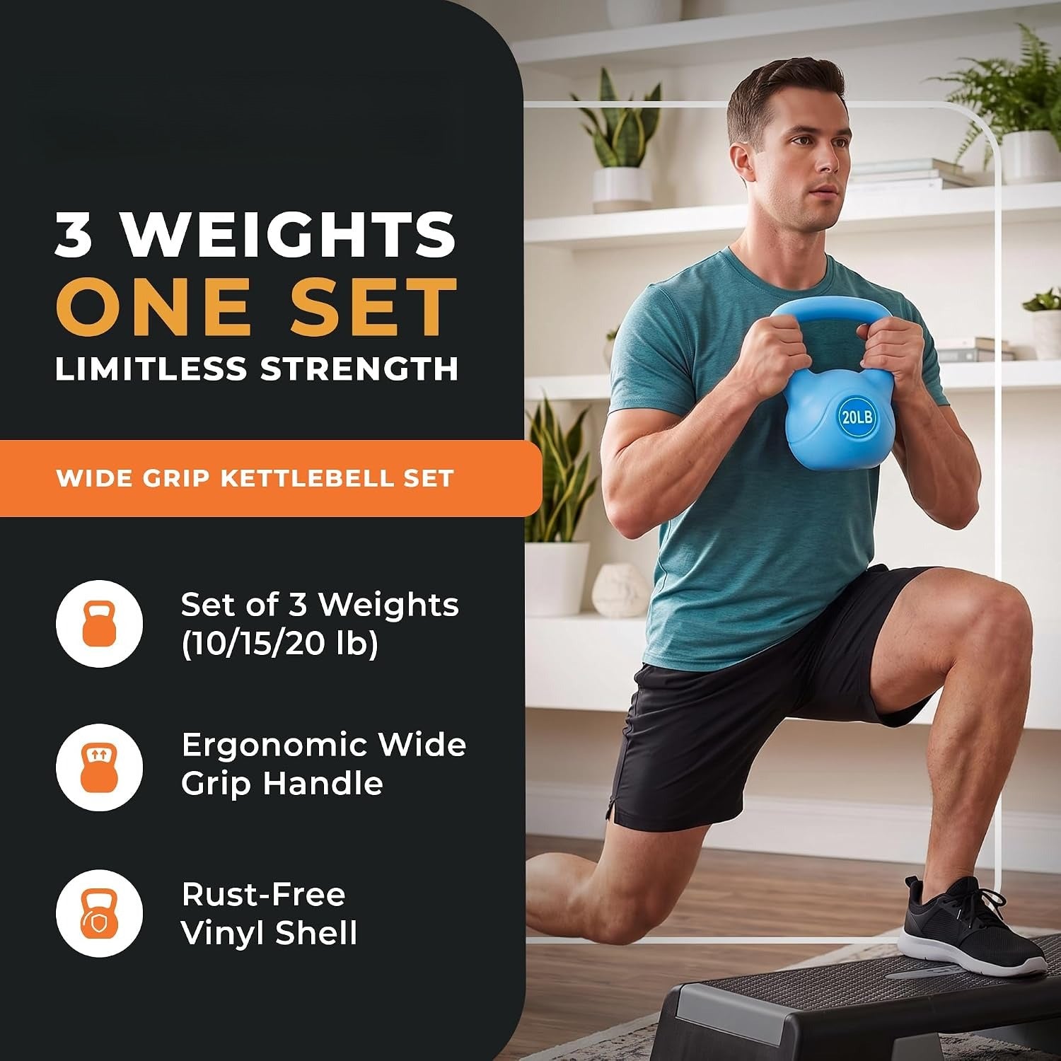 Vinyl Cement‑Filled Kettlebell Set