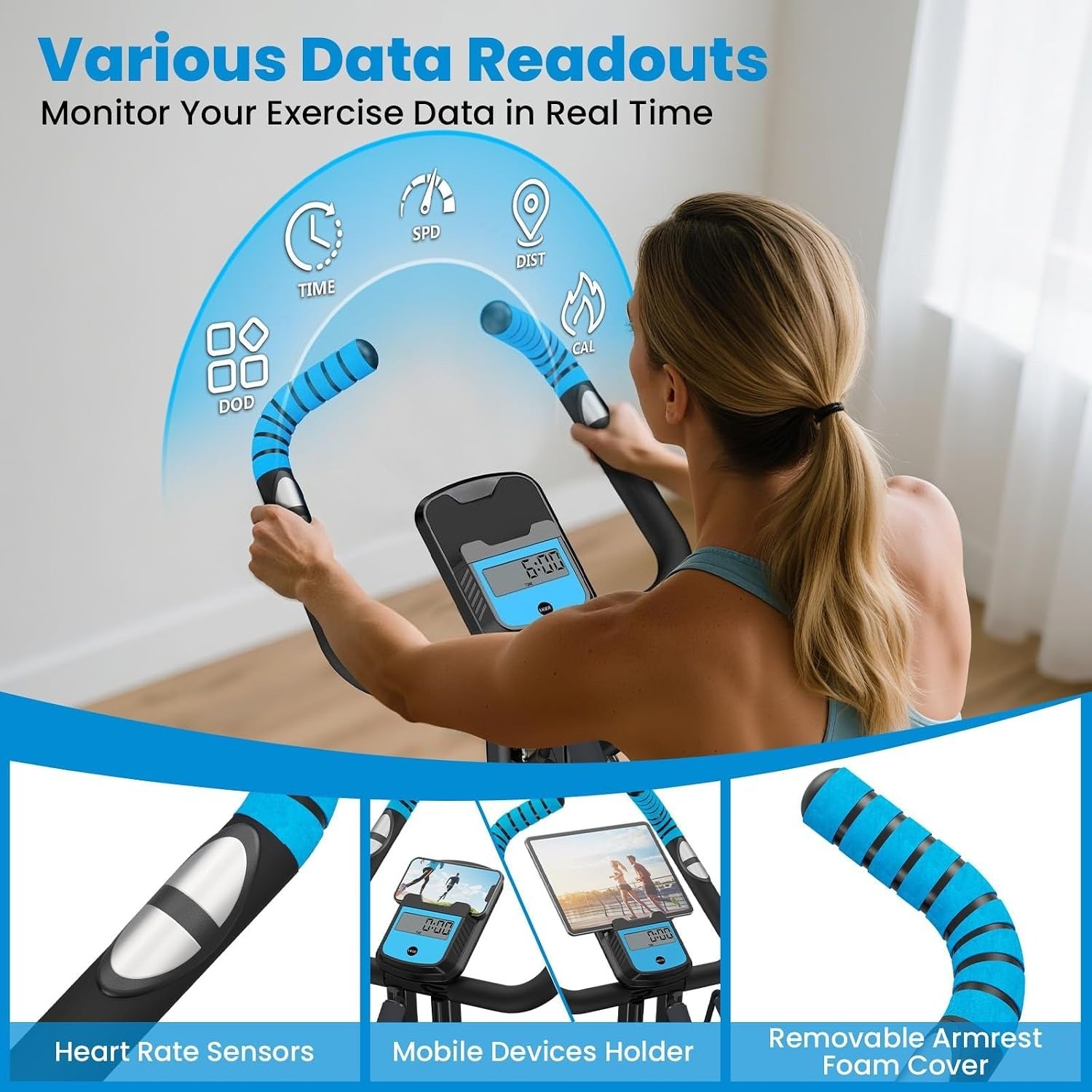 Foldable 8‑Level Magnetic Stationary Bike