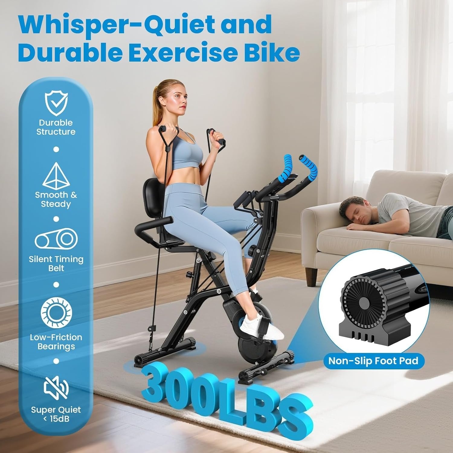 Foldable 8‑Level Magnetic Stationary Bike